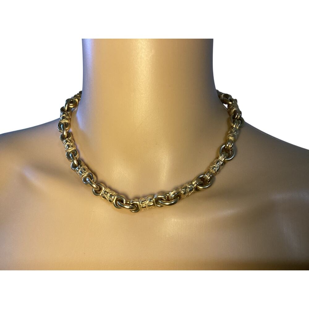Alligator toggle clasp Croc chain link gold plated heavy necklace‎